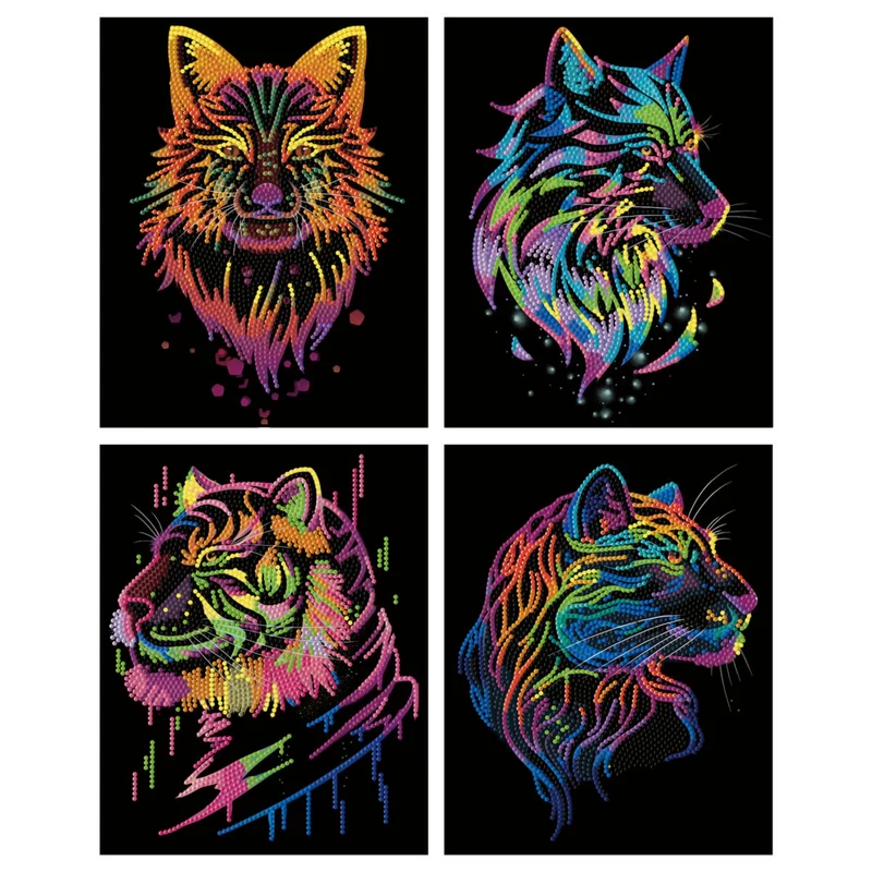 Diamond Dotz - Neon Flock Black, 4Pack, 20x25cm, Wild