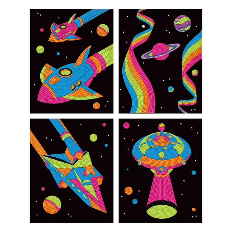 Diamond Dotz - Neon Flock Black, 4Pack, 20x25cm, Neon Space