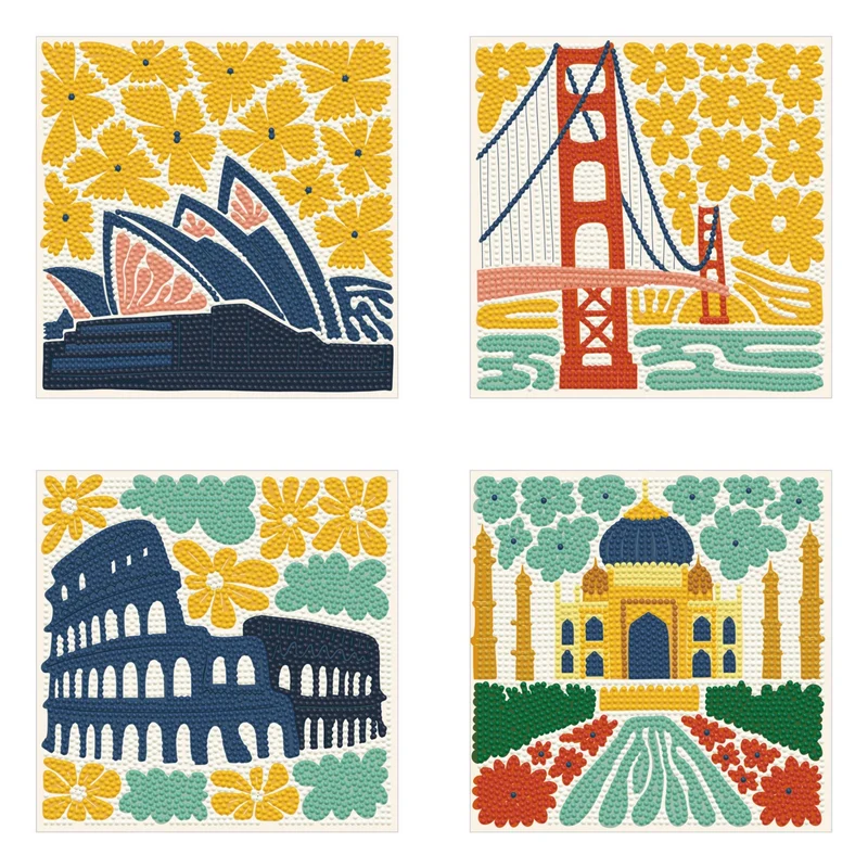 Diamond Dotz - Mini Dotz Set, 4Pack, 13x13cm, Landmarks of Distinction