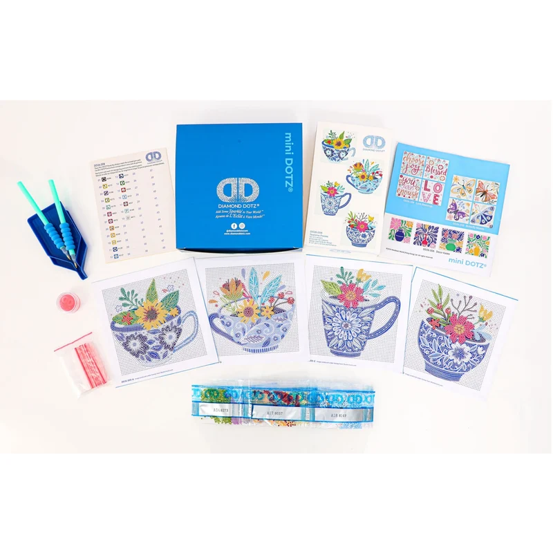Diamond Dotz - Mini Dotz Set, 4Pack, 13x13cm, Teatime Posies