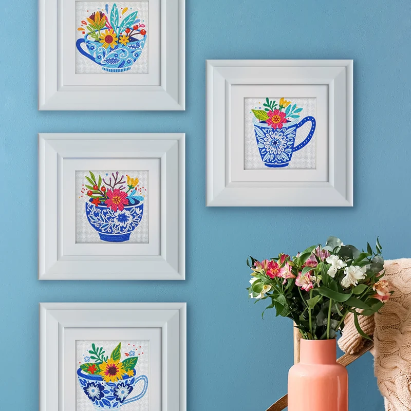Diamond Dotz - Mini Dotz Set, 4Pack, 13x13cm, Teatime Posies