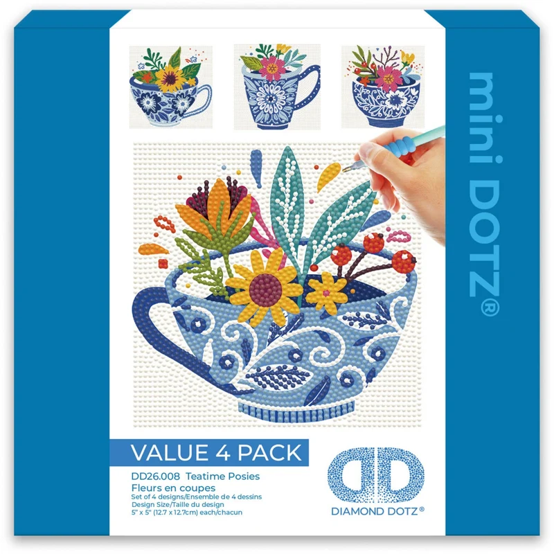 Diamond Dotz - Mini Dotz Set, 4Pack, 13x13cm, Teatime Posies