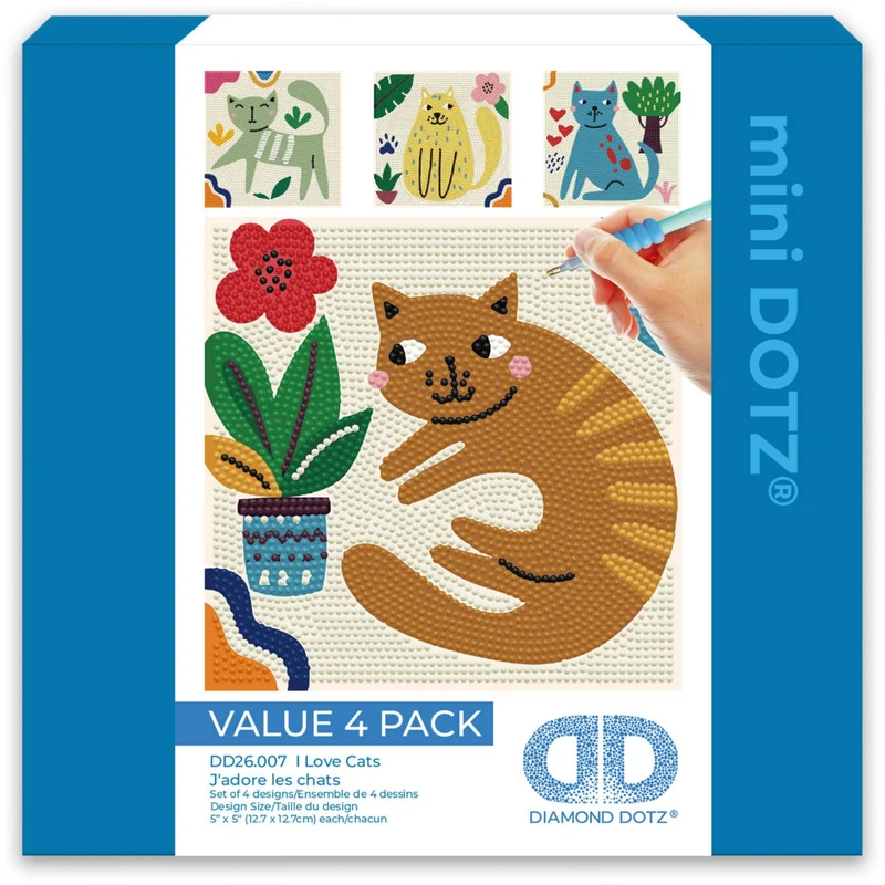Diamond Dotz - Mini Dotz Set, 4Pack, 13x13cm, I Love Cats
