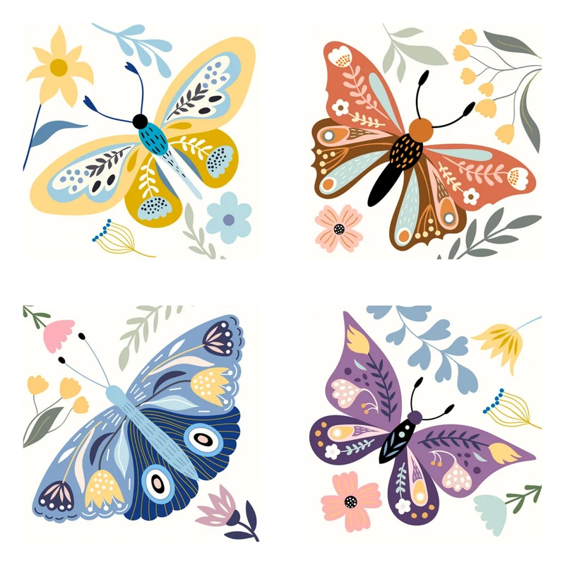 Diamond Dotz - Mini Dotz Set, 4Pack, 13x13cm, Butterfly Moods