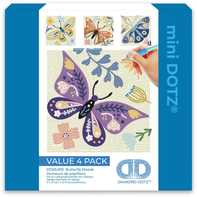 Diamond Dotz - Mini Dotz Set, 4Pack, 13x13cm, Butterfly Moods