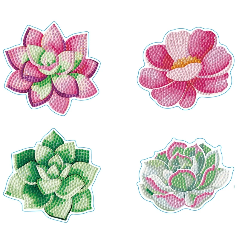 Diamond Dotz, Coasters, 4Pack, 10x10cm, Succulents