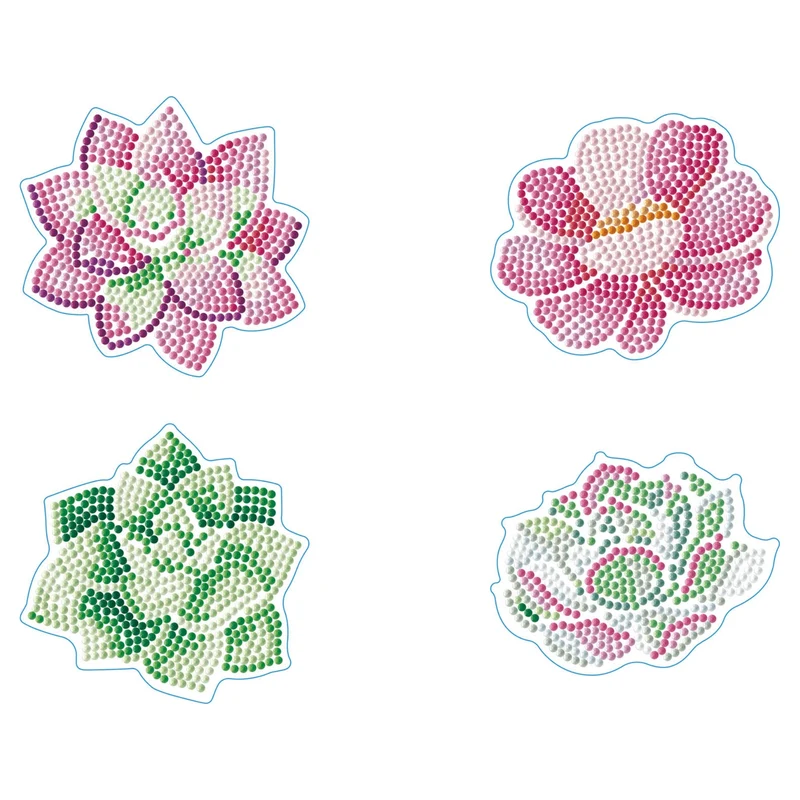 Diamond Dotz, Coasters, 4Pack, 10x10cm, Succulents