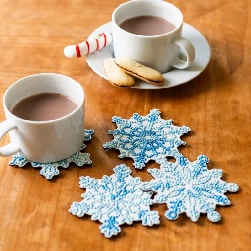 Diamond Dotz, Coasters, 4Pack, 10x10cm, Snowflakes