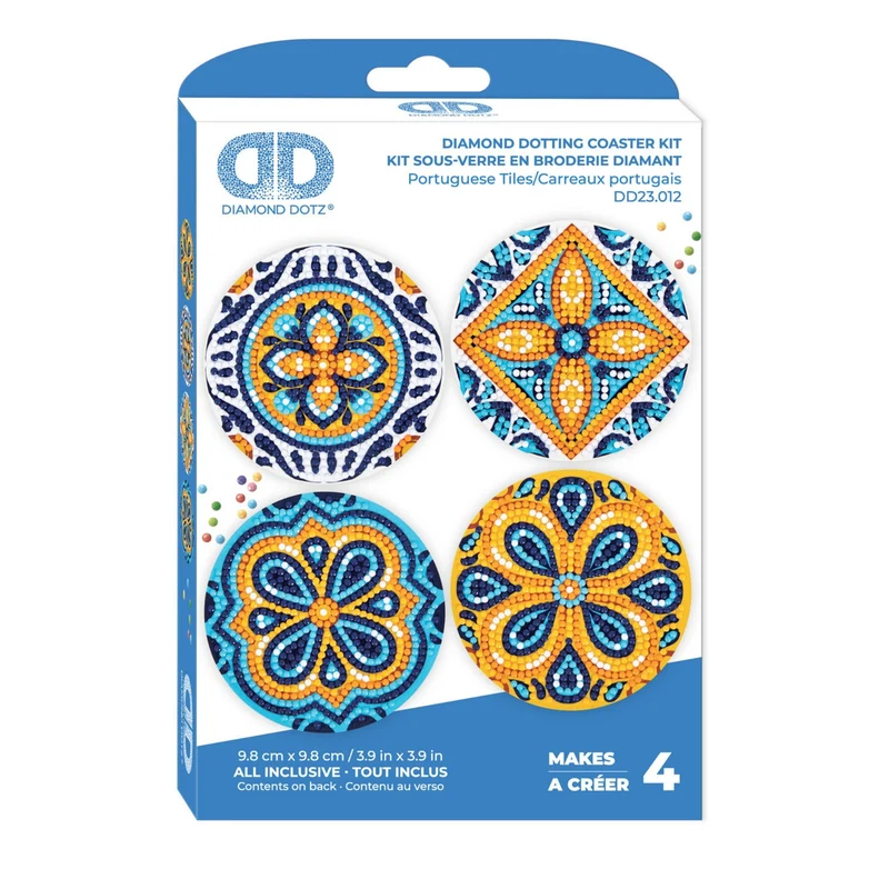 Diamond Dotz, Coasters, 4Pack, 10x10cm, Portuguese Tiles