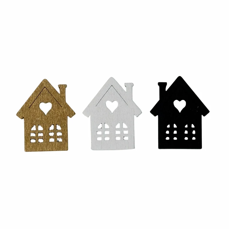 3x Set Deko-Häuser (schwarz, weiß, gold)