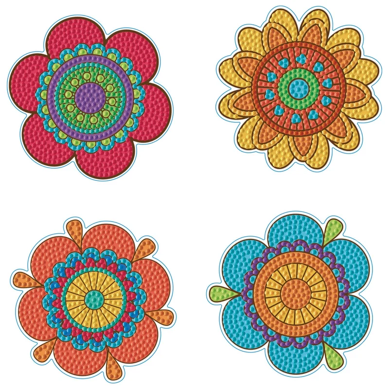 Diamond Dotz, Coasters, 4Pack, 10x10cm, Hippy Brights