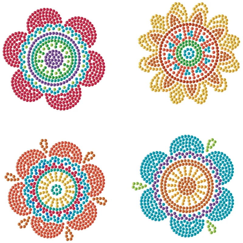 Diamond Dotz, Coasters, 4Pack, 10x10cm, Hippy Brights