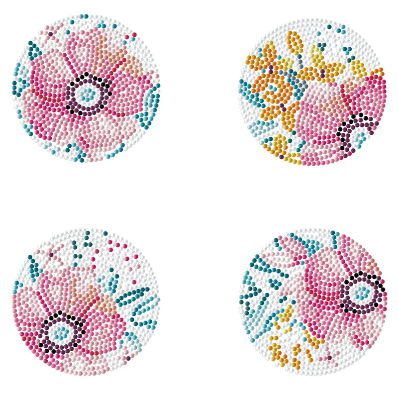 Diamond Dotz, Coasters, 4Pack, 10x10cm, Modern Florals