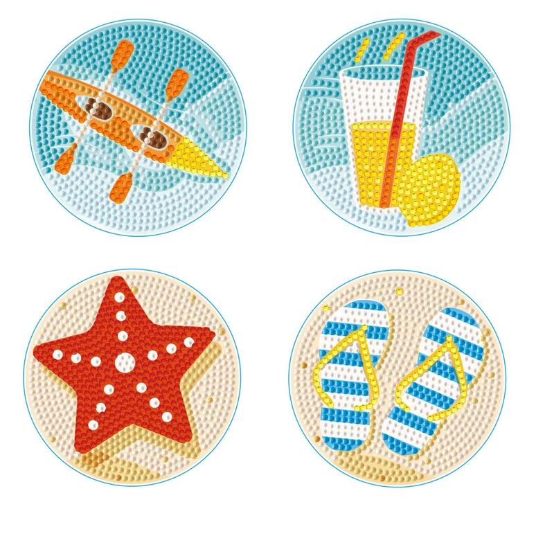 Diamond Dotz, Coasters, 4Pack, 10x10cm, Vacation