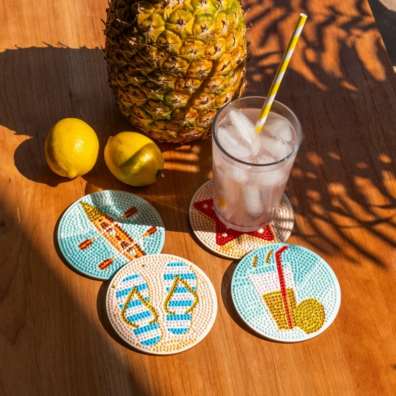 Diamond Dotz, Coasters, 4Pack, 10x10cm, Vacation