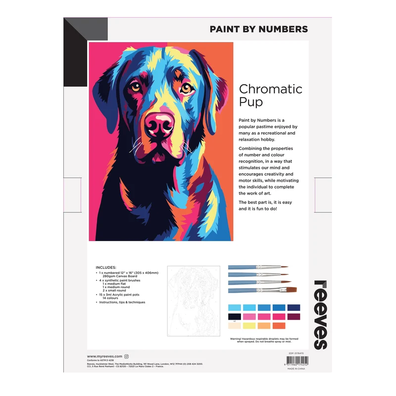 Reeves Paint by Numbers 12x16 inch - Chromatic Pup