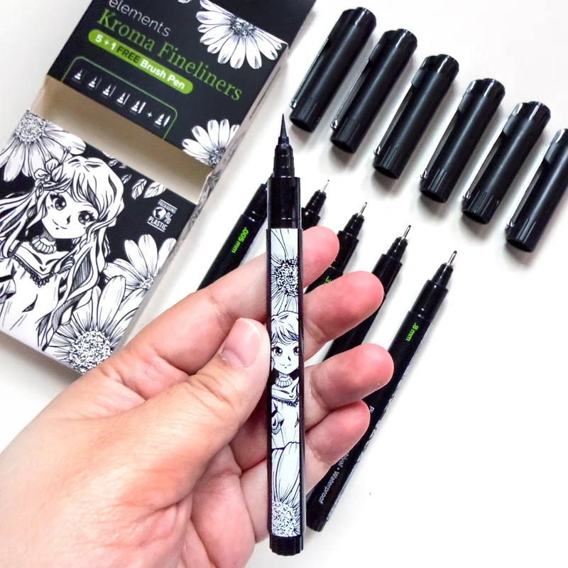 Elements Kroma Fineliners 5 plus 1 Brush Pen