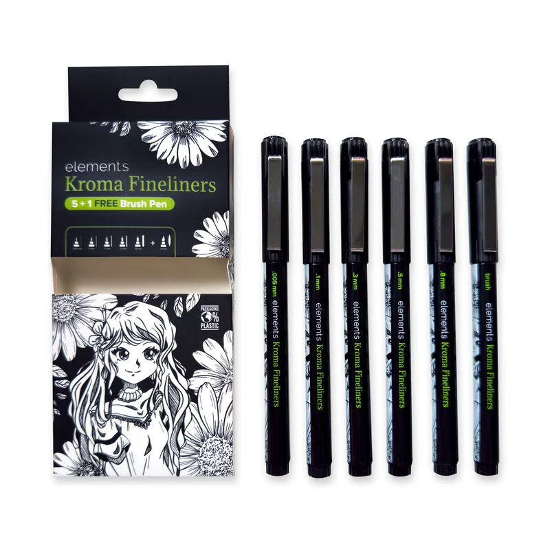 Elements Kroma Fineliners 5 plus 1 Brush Pen