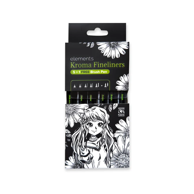 Elements Kroma Fineliners 5 plus 1 Brush Pen