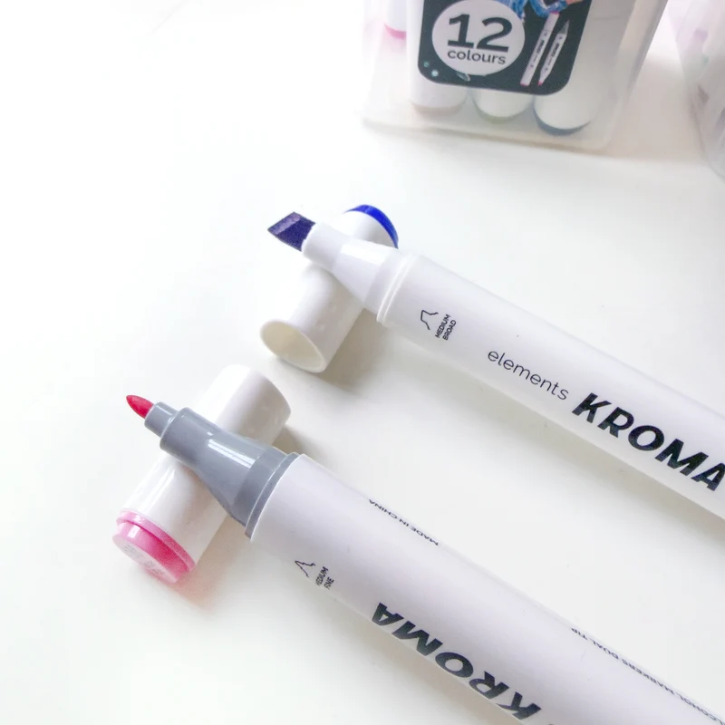 Elements - Alcohol Markers - Kroma 12 piece Set with Storage Box