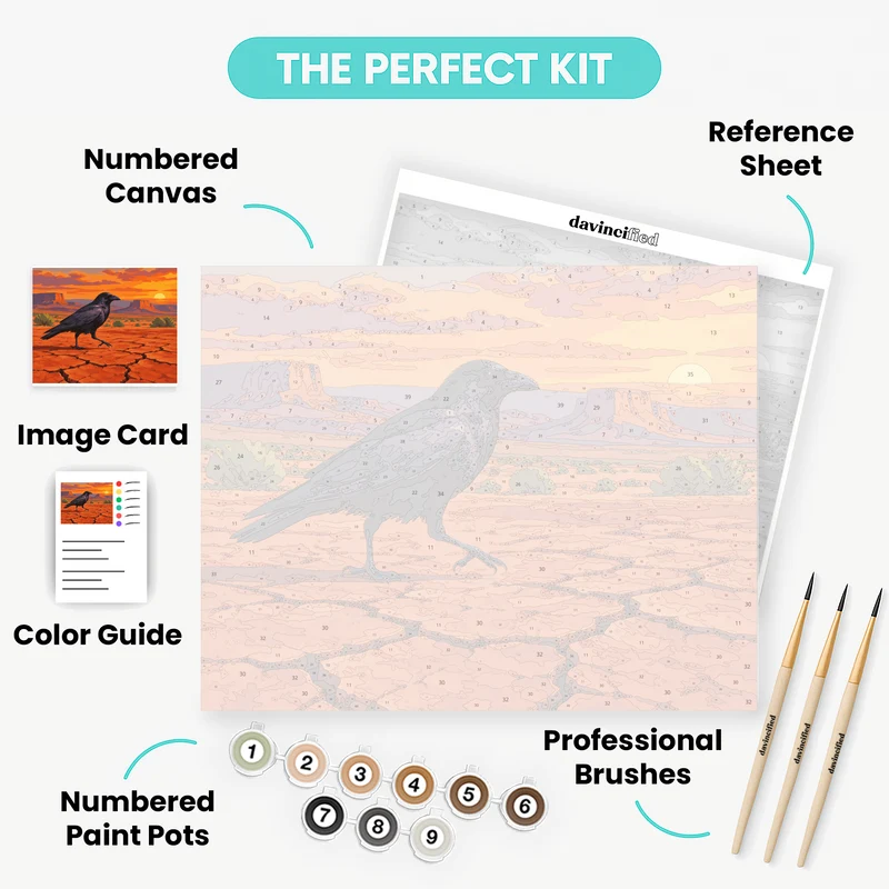Crow on Cracked Red Clay - Paint by Numbers Kit