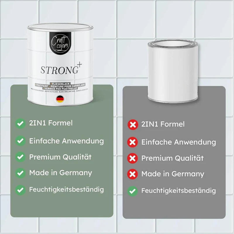 Fliesenlack 2in1 – Grundierung & Lack in einem, Weiß Seidenglänzend
