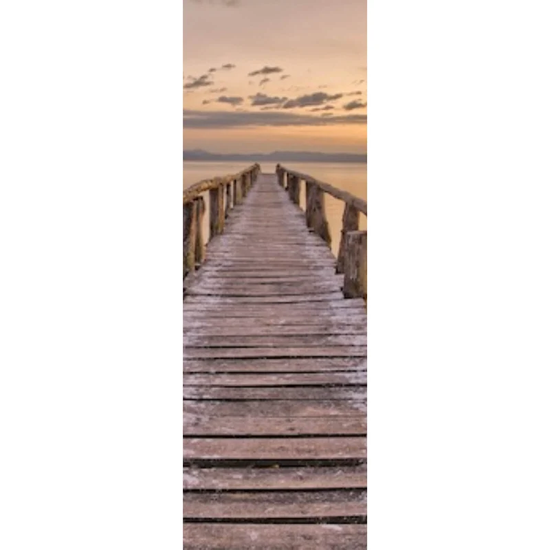 Spannrahmenbild Anlegestelle nach Sonnenuntergang Panorama Hoch