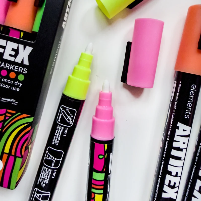 Elements - Artifex Acrylic Paint Markers 4x 5-6mm Fluorescent Set