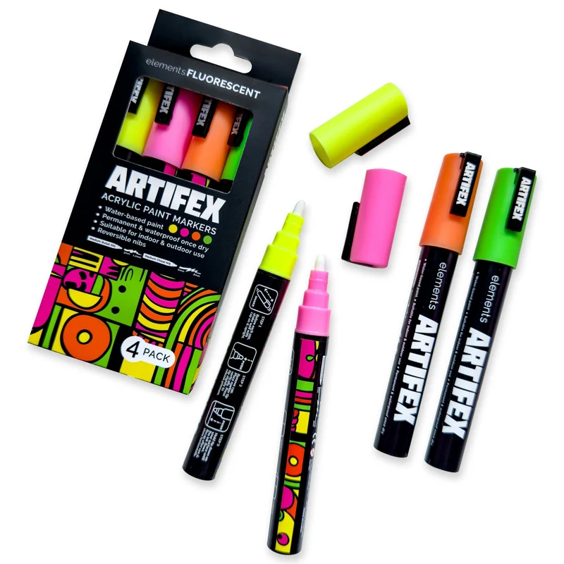 Elements - Artifex Acrylic Paint Markers 4x 5-6mm Fluorescent Set