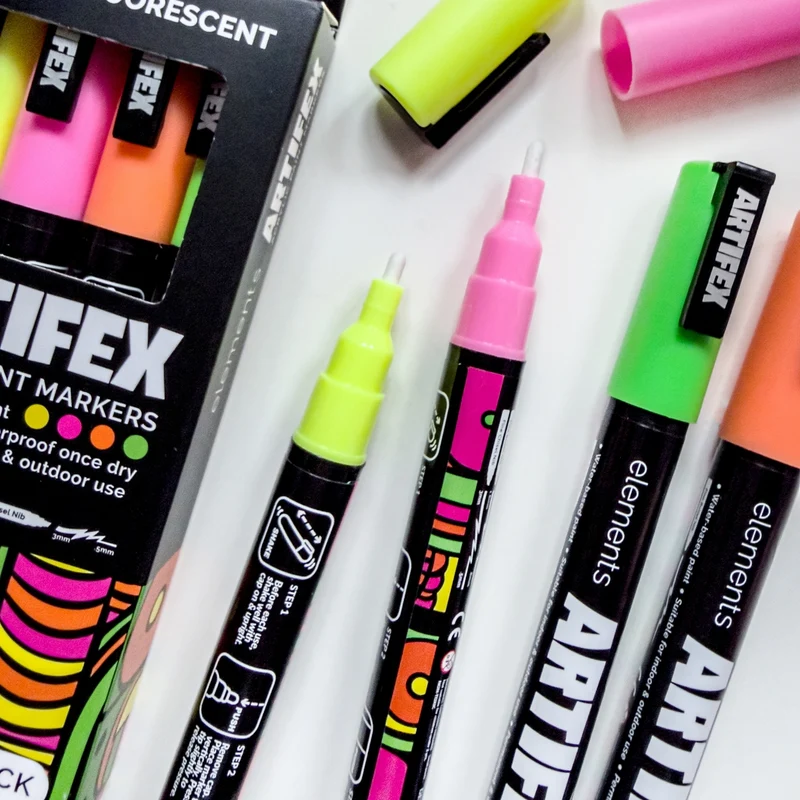 Elements - Artifex Acrylic Paint Markers 4x 2-3mm Fluorescent Set