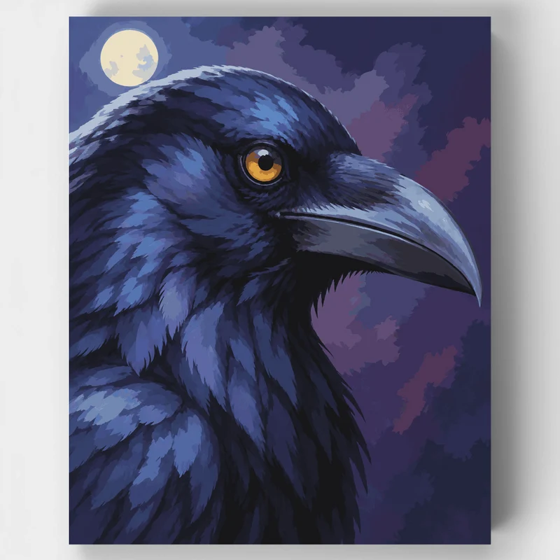 Moonlit Crow Profile - Paint by Numbers Kit