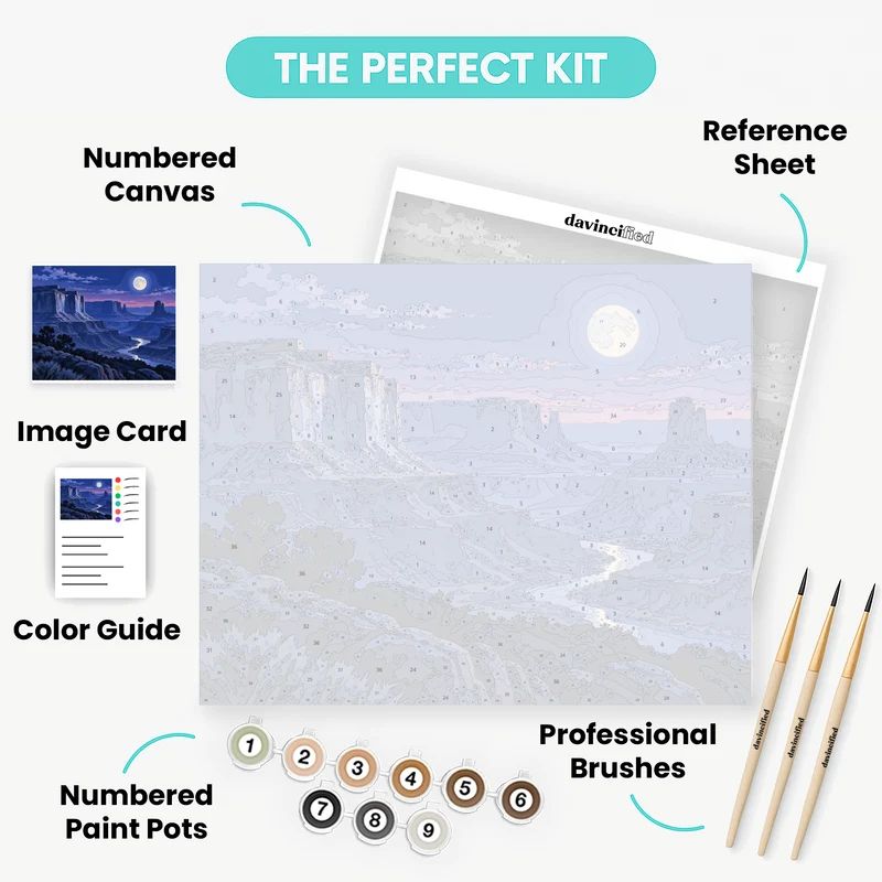 Moonrise Over Canyon Buttes - Paint by Numbers Kit