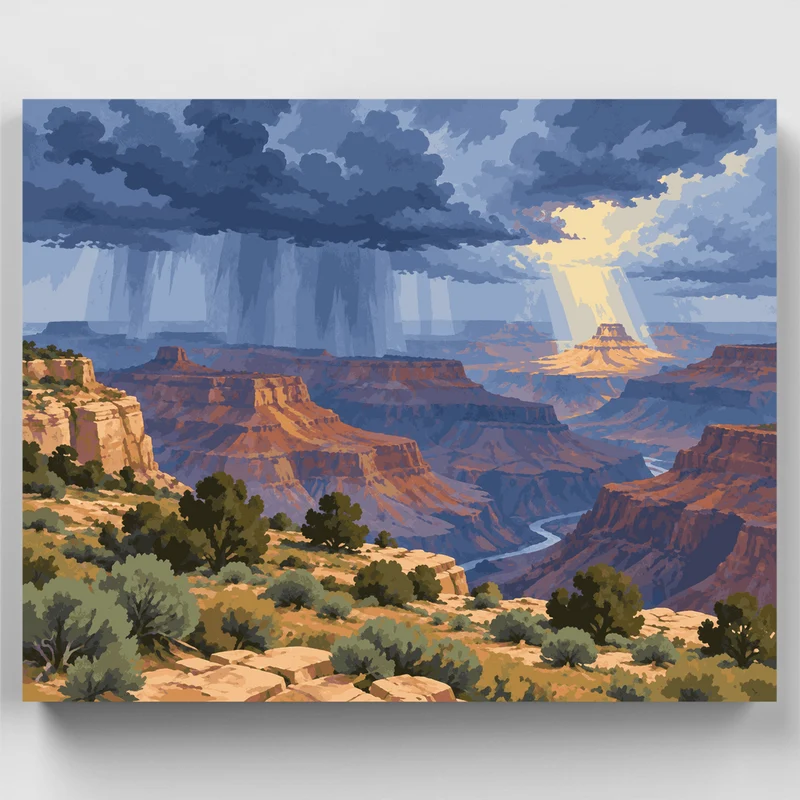 Storm Over the Canyon Rim - Paint by Numbers Kit