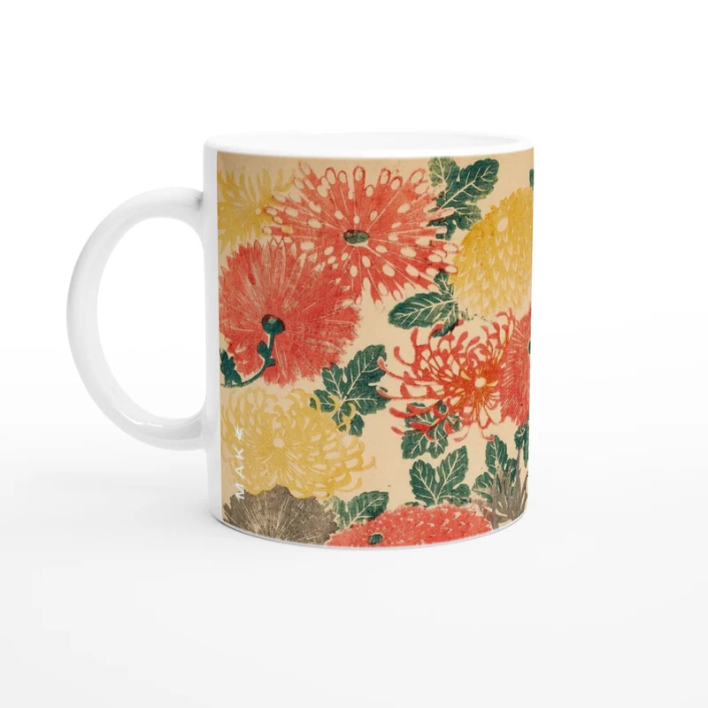 Keramiktasse Blumenzeichnung