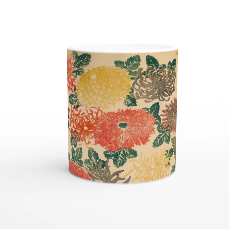 Keramiktasse Blumenzeichnung