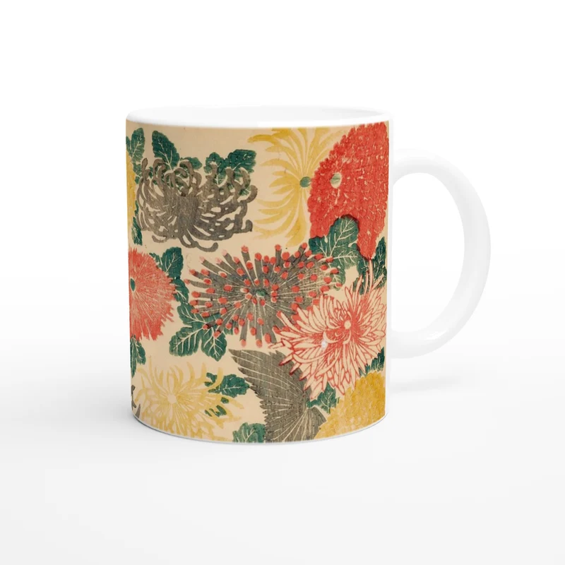 Keramiktasse Blumenzeichnung