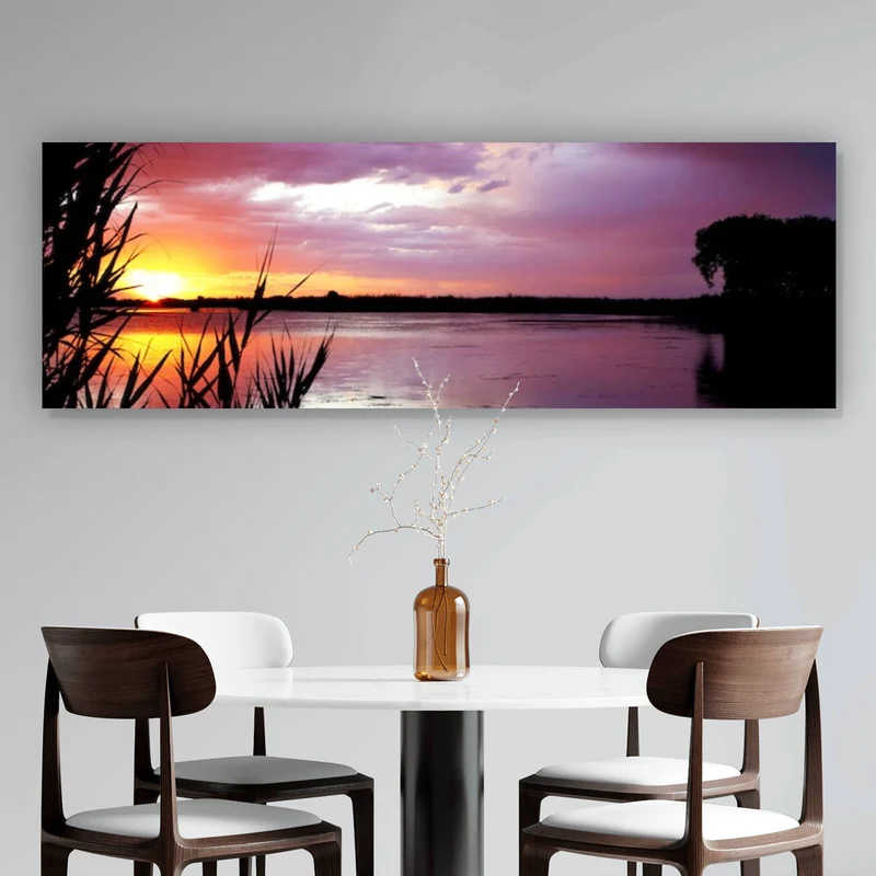 Spannrahmenbild Sonnenuntergang am Strand Panorama