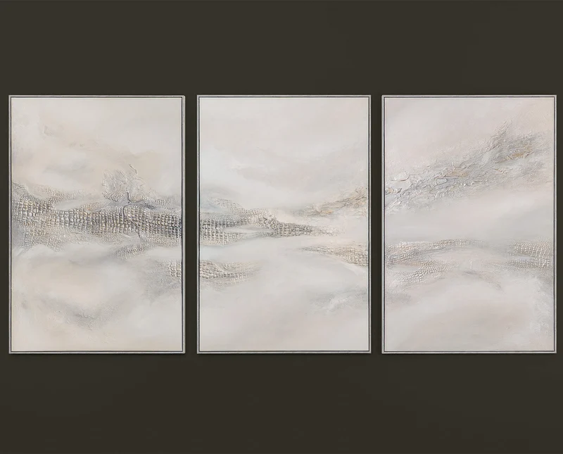 „Nebulöse Ferne“ – graues Triptychon mit Reliefstruktur 3-teilig