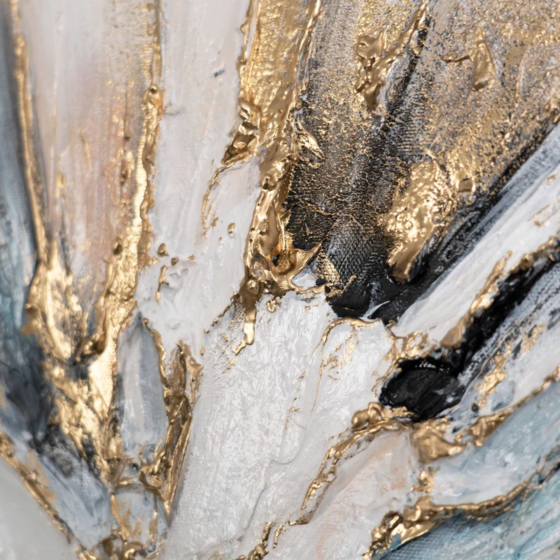 „Impuls“ – Handgemaltes Triptychon Modern mit beigem Rahmen