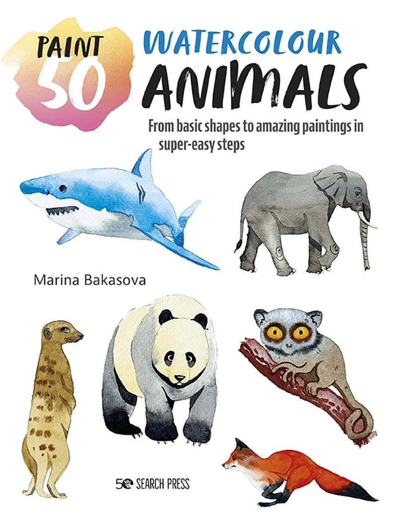 Paint 50 Watercolour Animals Book