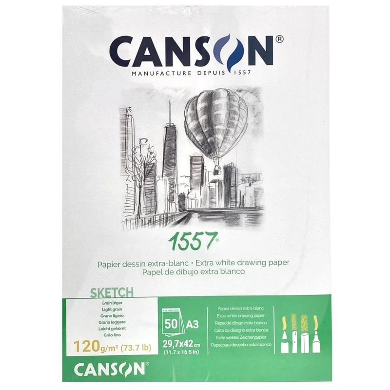 Canson 1557Extra White Drawing Paper A3 120GSM 50SH