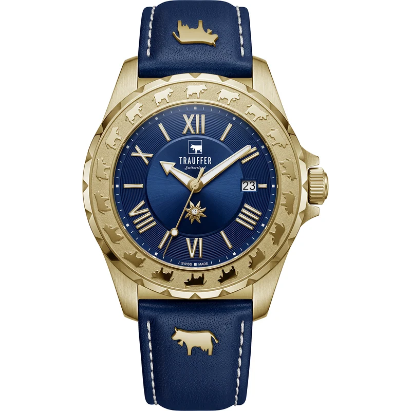 3 Zeiger Blau Gold Blau 34mm