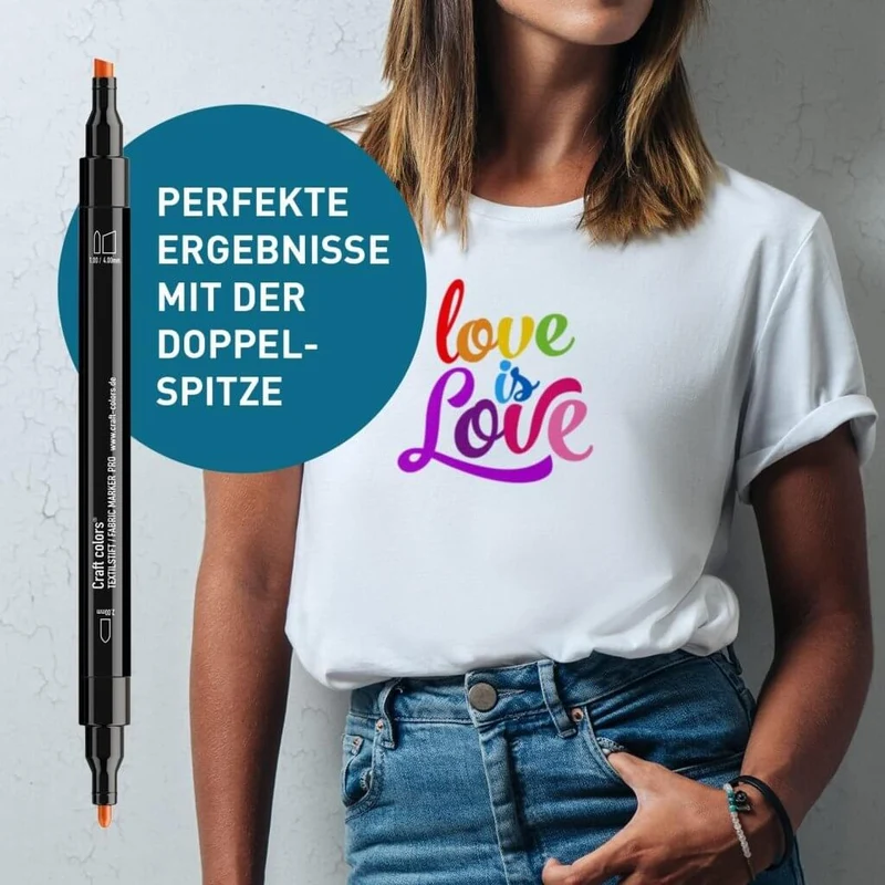 Textilstifte PRO Doppelspitze, 18 x Textilmarker, waschmaschinenfest, leuchtende permanent Stoffmalstifte für Textilien, 2mm, 4mm (1mm) Stärke