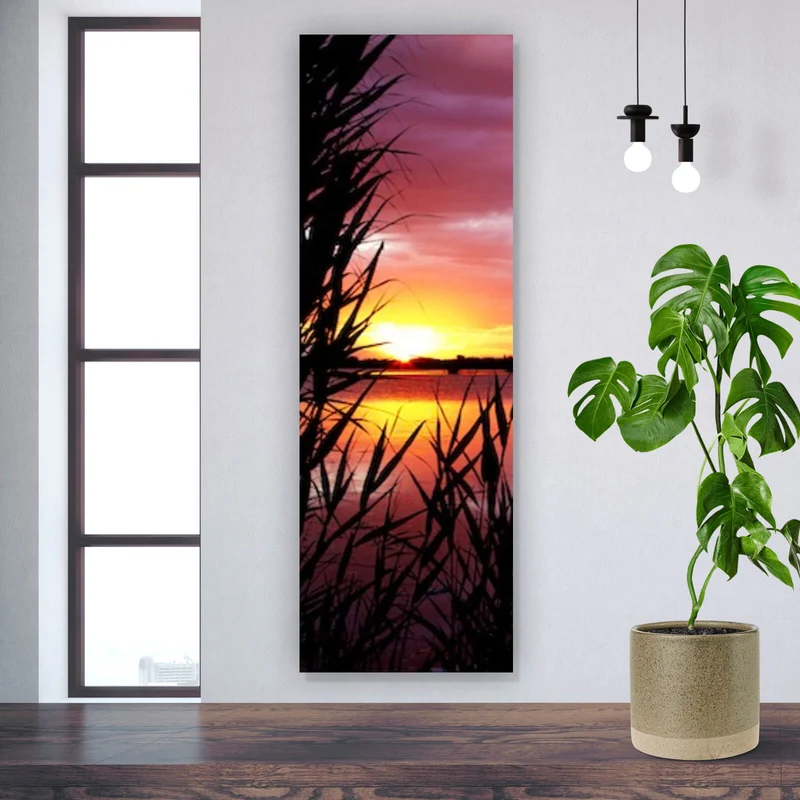 Aluminiumbild gebürstet Sonnenuntergang am Strand Panorama Hoch
