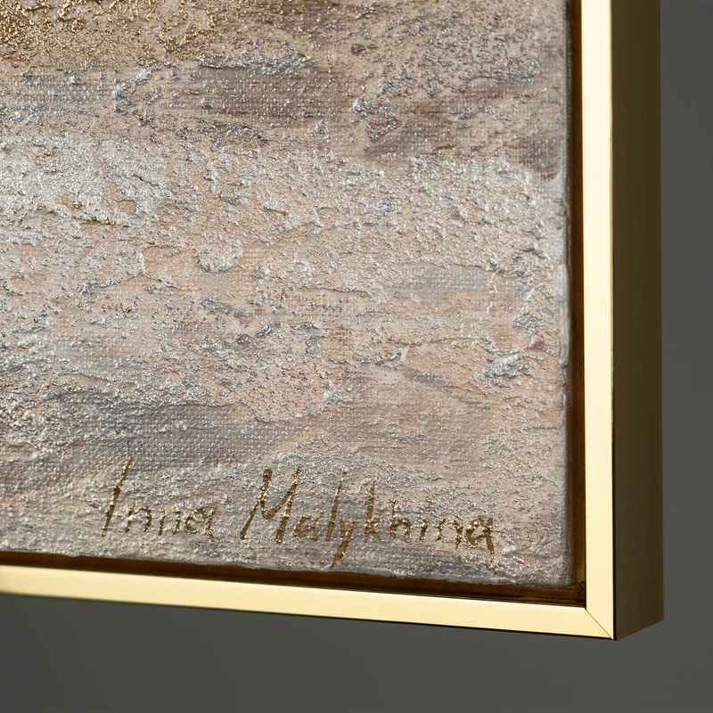 „Meeresleuchten“ – Handgemaltes Küsten-Triptychon mit goldenem Rahmen