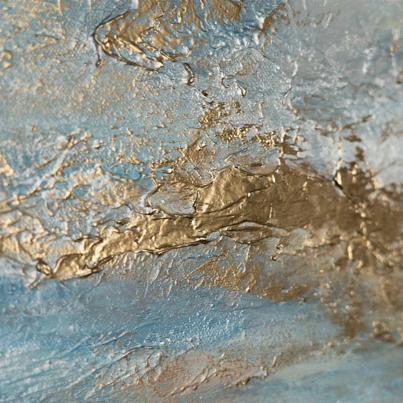 „Goldene Bucht“ – Handgemaltes Triptychon mit Küstenlandschaft und grauem Rahmen