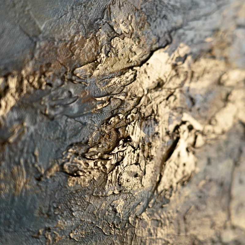 „Goldene Bucht“ – Handgemaltes Triptychon mit Küstenlandschaft und grauem Rahmen