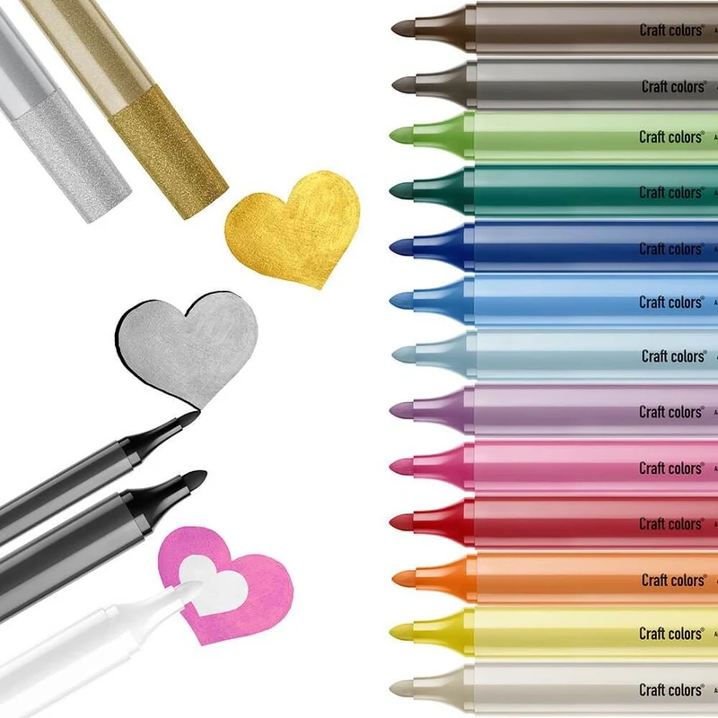 Craft colors® Acrylmarker, Acrylstifte 24er Set inkl. 2 Konturenstifte