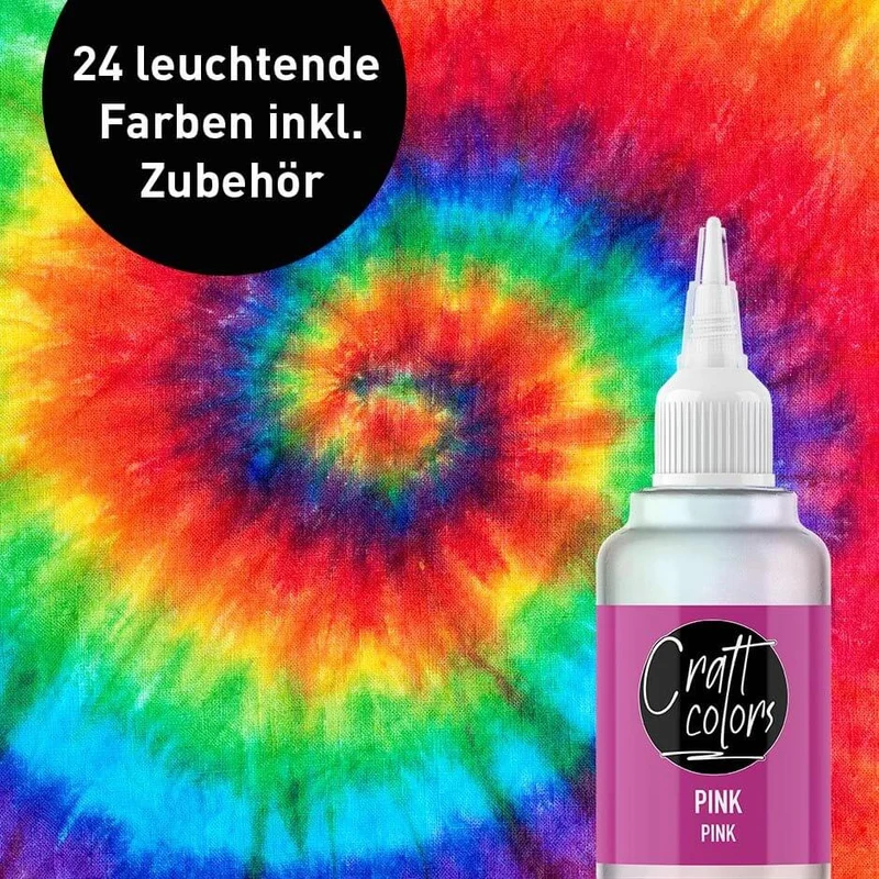 Batik Set, 24 x leuchtende Batikfarben inkl. Zubehör