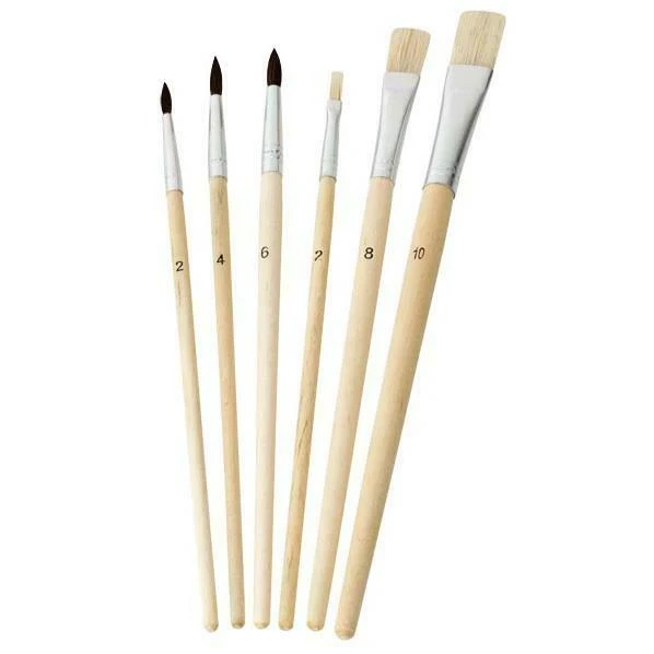 Schulmalpinsel-Set 6-tlg. | 3x Schulmalpinsel | 3x Strichzieher